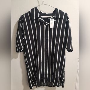NWT Express Mens striped black and white button Down shirt X-Small